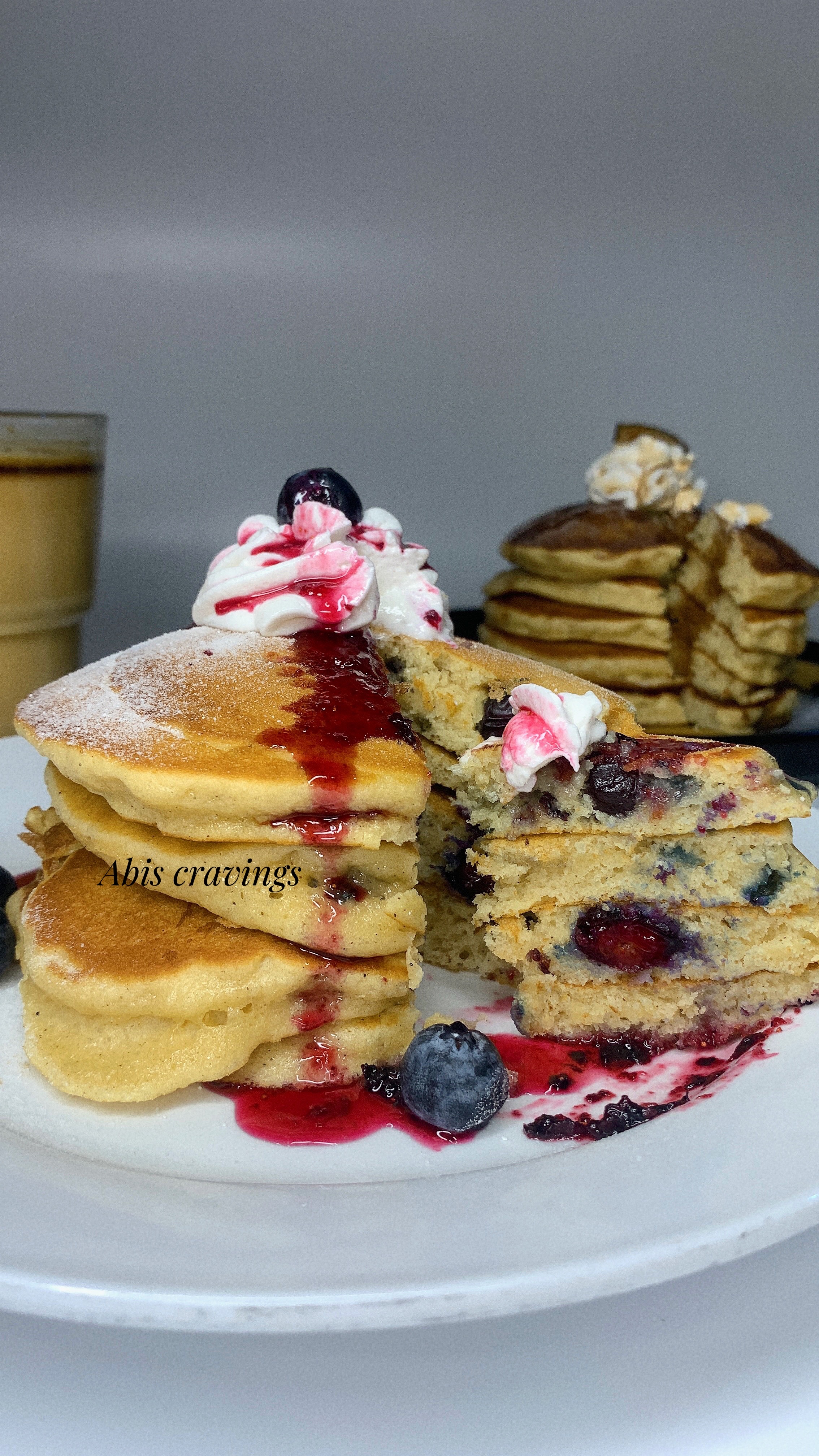 Pancakes, sausage and chicken wing