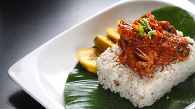 Ofada rice and fish