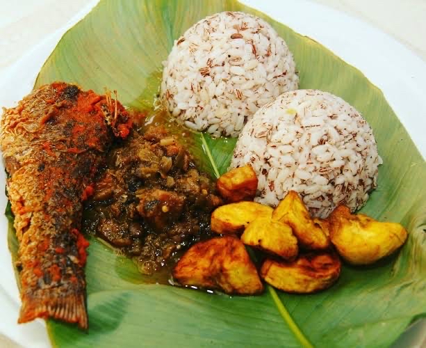 Ofada rice and sauce