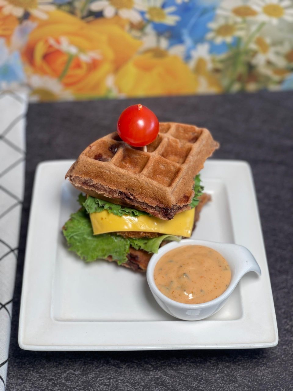 Waffle burger