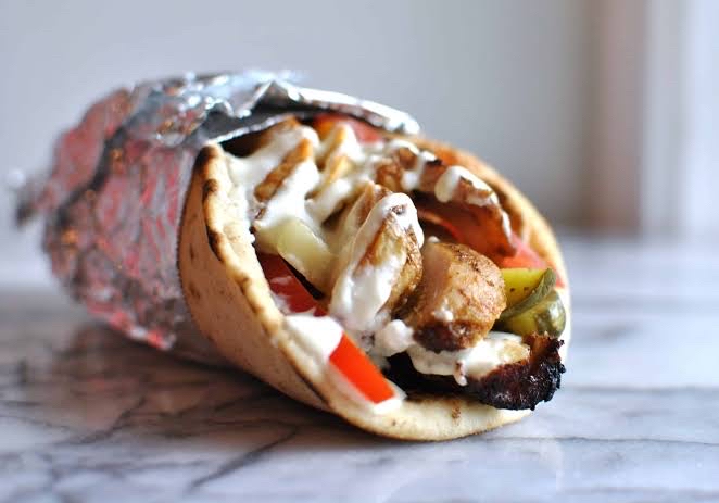 Chicken shawarma with sausage