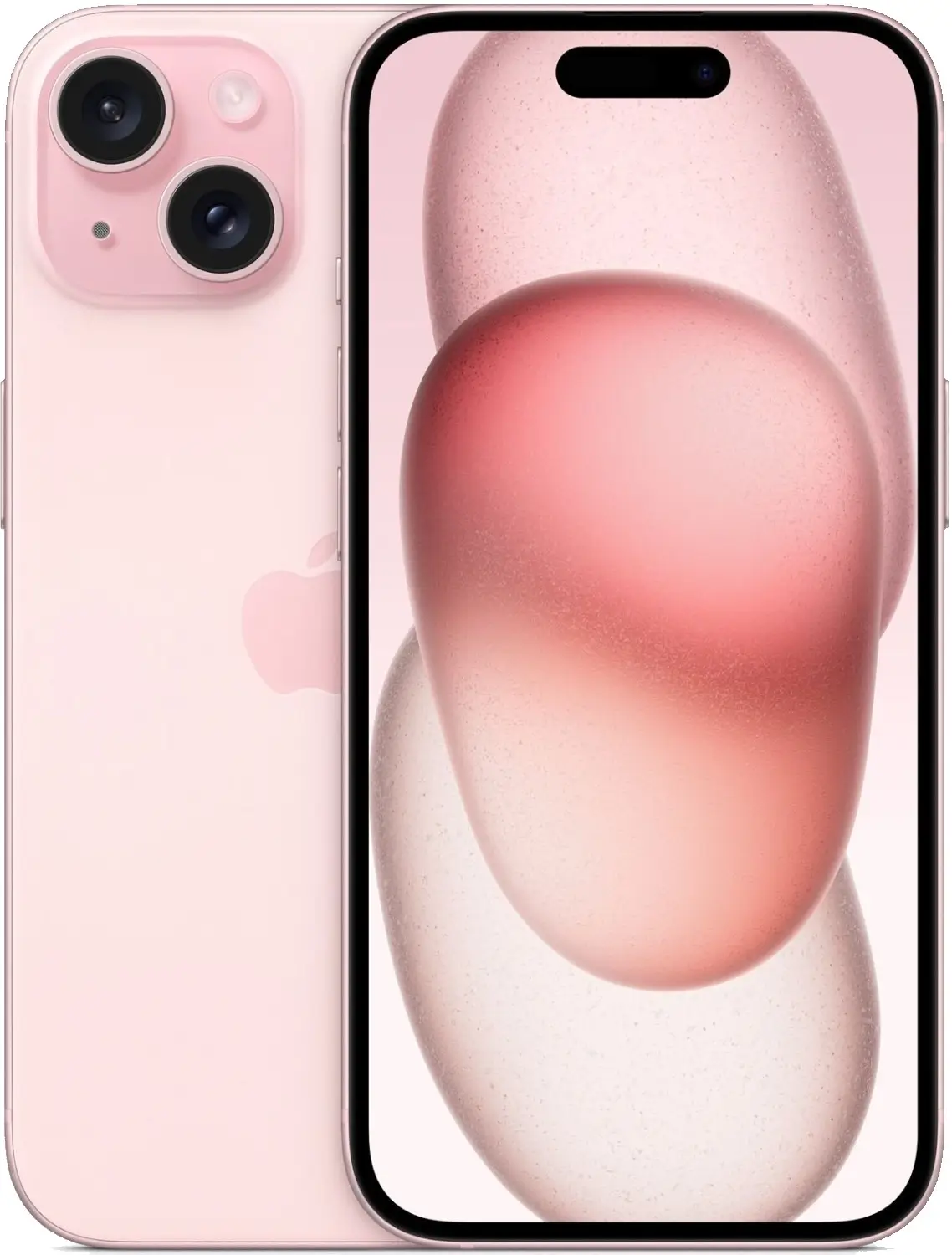 iPhone 15 in pink, back and front