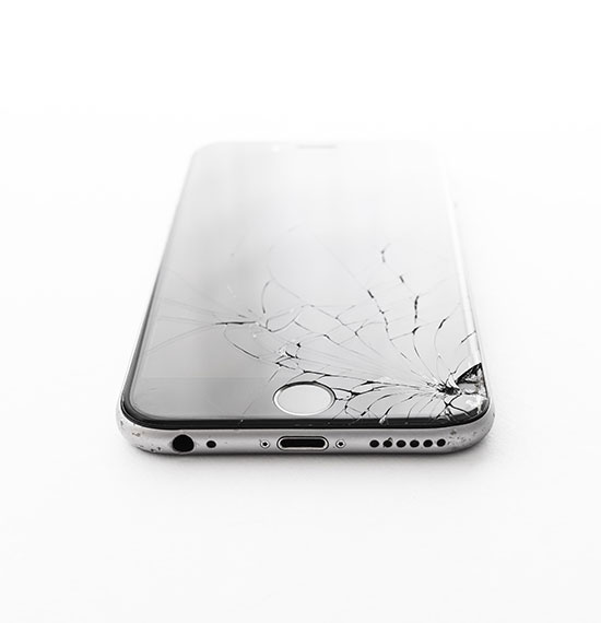 Cracked smartphone for repair