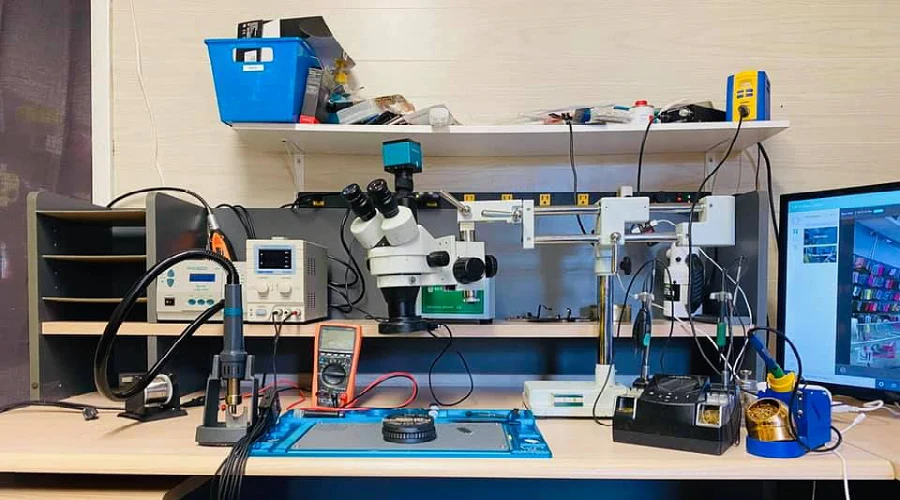 Electronics repair workspace